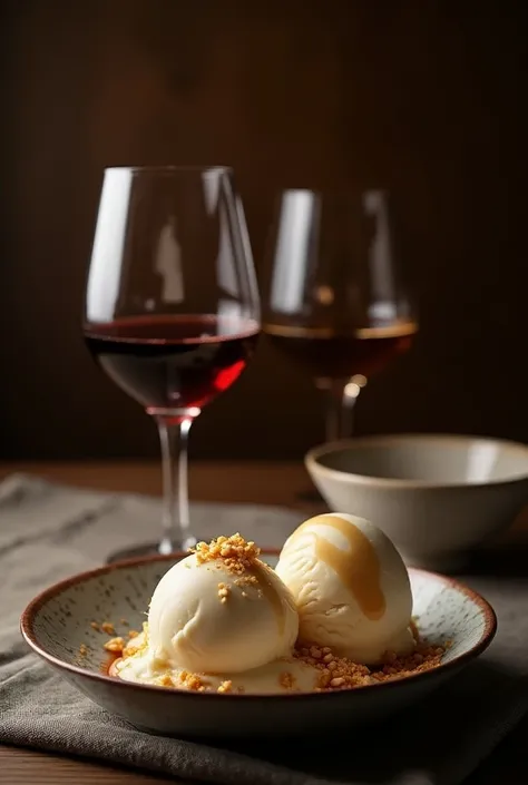 Alcoholic wines with ice cream 