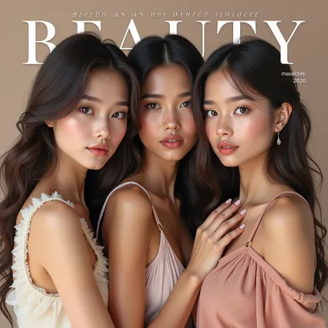 The cover of a glossy magazine with the title, "Beauty Gallery" with a picture of 3 girls and an inscription "Beauty as an art or art of being beautiful " 