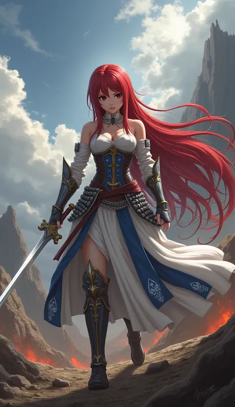 erza scarlet with dual sword