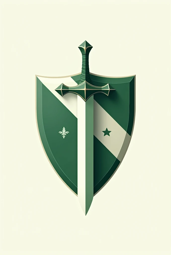 Logo shield and sword with green and white