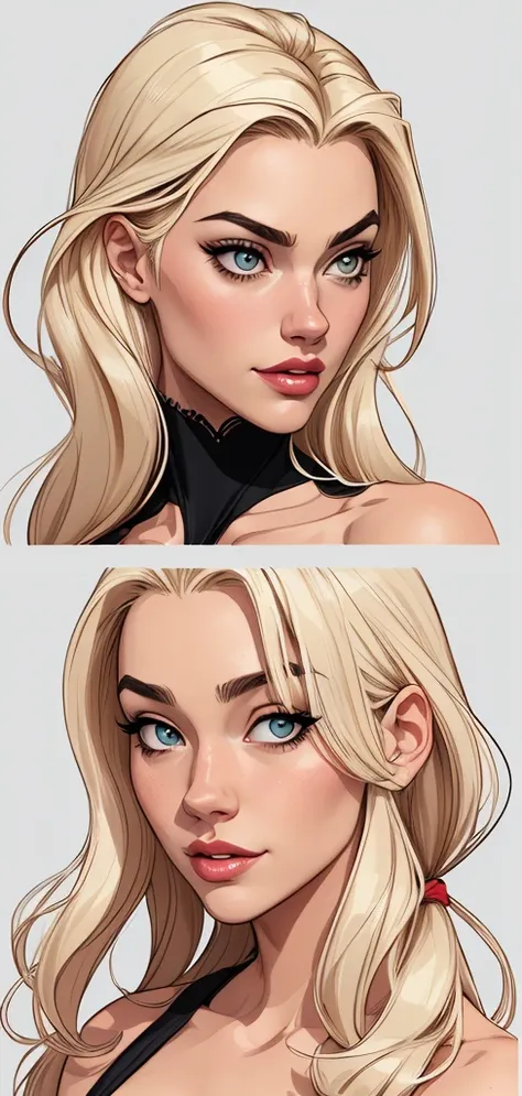 Personagens GTA estilo artgerm  femininas Yvonne Strahovski estilo de desenho animado:1.2), Woman from Southern Brazil Drawing Art Gaucho Artline white background woman Cartoon image of a woman , roupas sensuais , garota super valente destemida , Ilustra??...