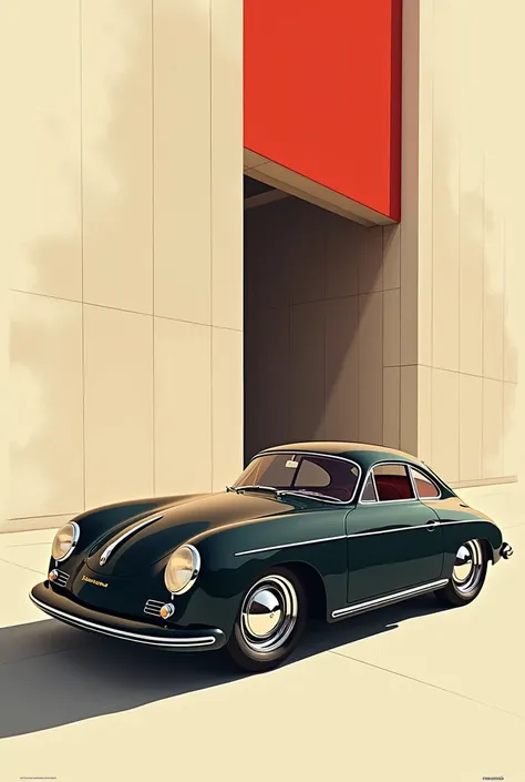 Porsche 356 poster masterpiece in Bauhaus style,  poster/magazine illustration effects, 