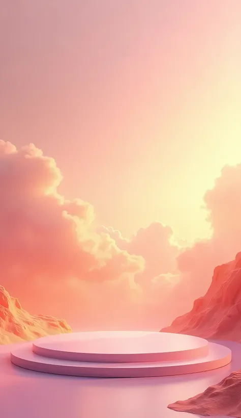 an light pink and orange stage background, realistic