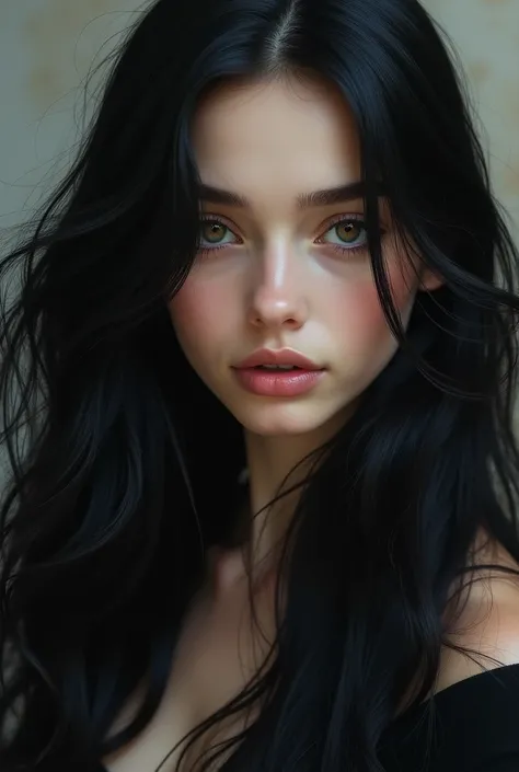 girl with long dark hair 