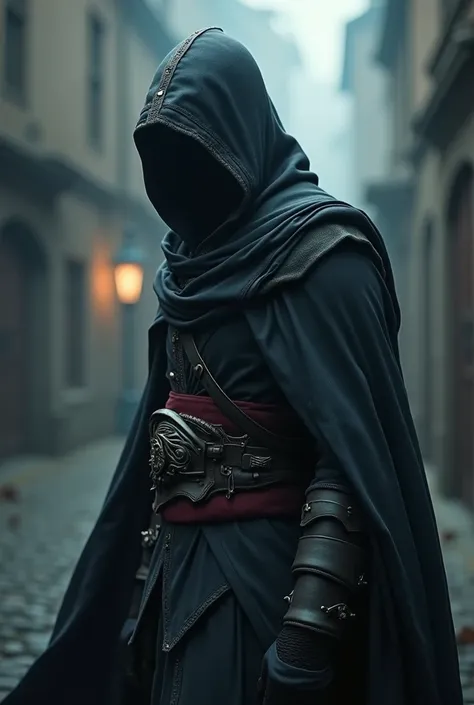 a personality of assassins creed with a hood 