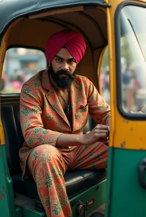 gererate a hyper realastic image of indian cricketer virat kohli  wearing auto rikshaw  drivers dress and sit on a driving seat in auto and ask carry minati where do you wanna go?