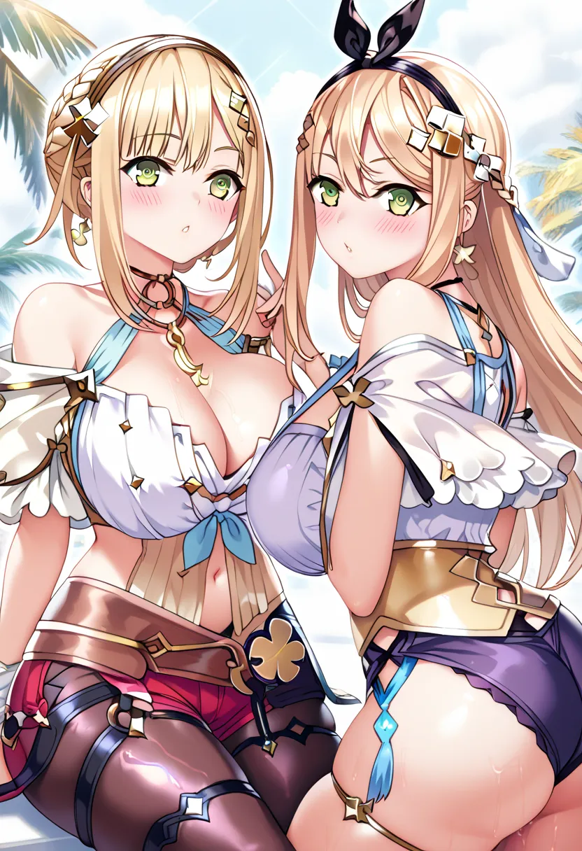 masterpiece,best quality,ultra-detailed,high resolution,extremely detailed cg, (perfect anatomy),(2girls),1girl is ryza-atelier ...