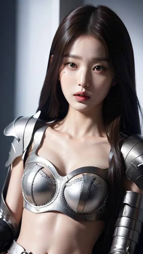 Accurate representation of the models face, (Female general in armor ), (Upper body photo), girl,  black hair , black eye,  long hair in the castle, Accurate eye expression, Accurate facial expressions, masterpiece, ( super high resolution ), Very detailed...