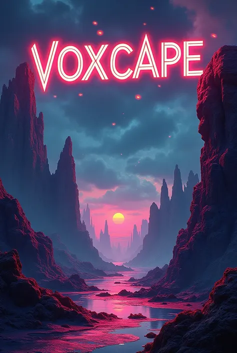 Generate a poster for MIXTAPE, tittle would be VOXCAPE and artist name is ALBAARI, keep its theme like euphoria series, but there should be no person in it, some grainy and dark effects also, i said no person 