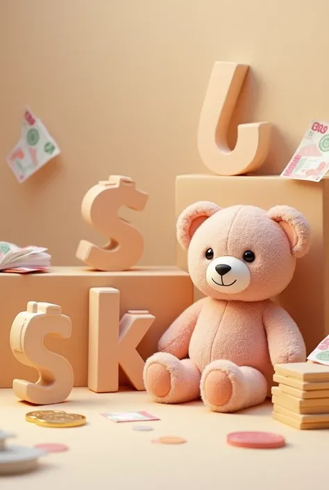 3d mr . teddy letters with money
