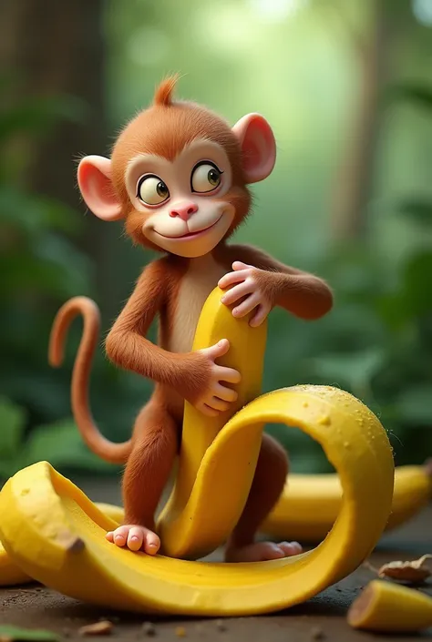 Banana peeling monkey