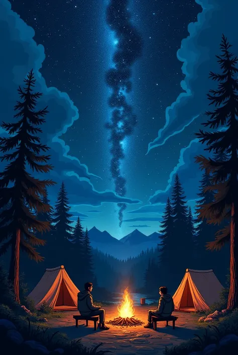  Camp　night　 starry sky 　scenery