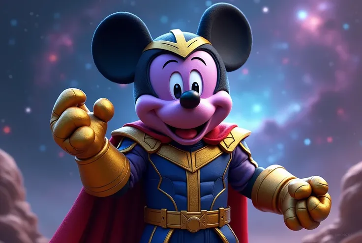 Mickey Mouse dressed as Thanos