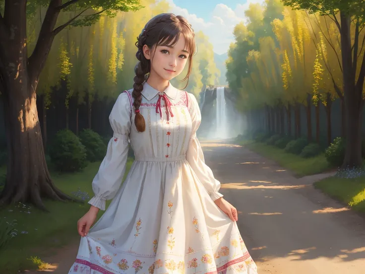 (1girl) looking at camera, braids, smiling, dress, rural envionment, lens flare, beautiful day (fabric with intricate pattern:1.2), (insanely detailed:1.2), ((masterpiece)), (painting:1.1), (digital painting:1.1)
Negative prompt: 
Steps: 35, Sampler: DPM++...