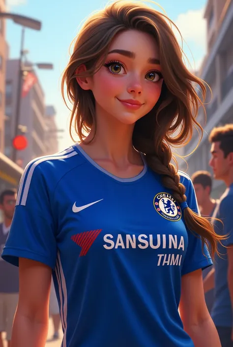 Girl with Chelsea t shirt 