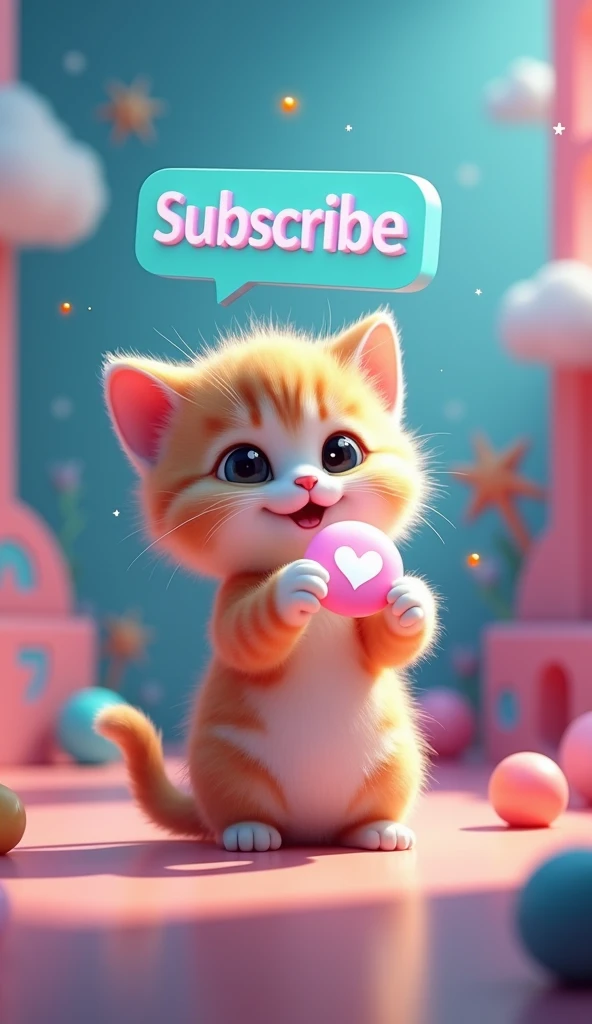 Theres a cute kitty holding the subscribe button in his hand.