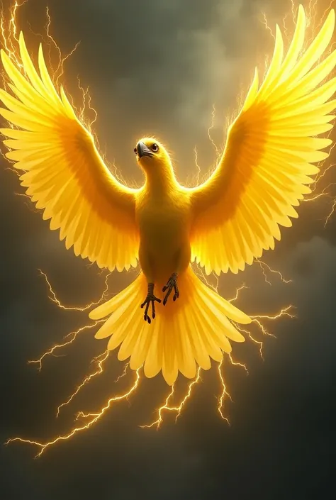 yellow Thunder bird in magical thunder light rays