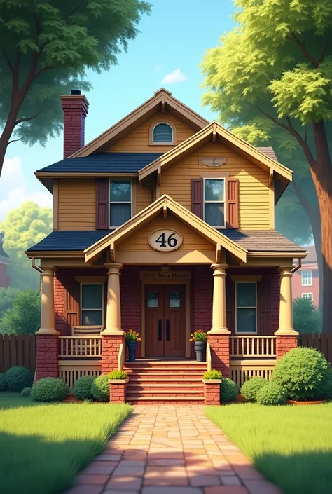 A house with the number 46 in the front 