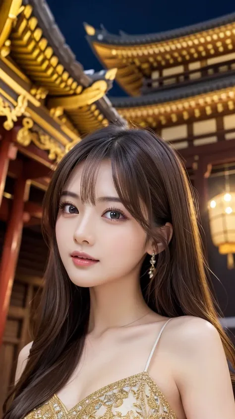 masterpiece、 1 Beautiful Girl 、 detailed brown eyes 、Swollen eyes、Eyes Shining、top-quality, 超 Hi-Res, (Realism: 1.4),  cinematic lighting 、(Japanese)、 Asian Beauty 、 Super Beauty where you can take a picture of your whole body、 beautiful skin 、Slender、( Wa...