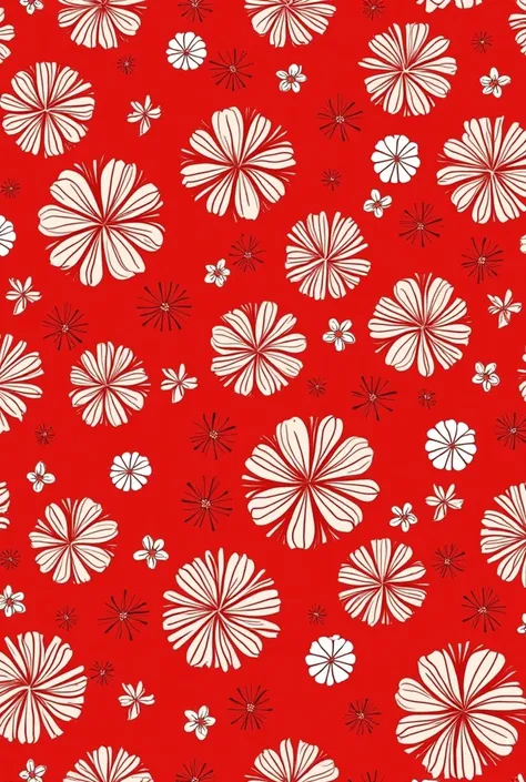 Make a cheong sam pattern red and white flowers make it able to repeat so dont make it boxy, add random flowers tgth but good, abit compact Make the bg white with flowers compact only outline and red BACKGROUND WHITE AND FLOWERS WHITE, NOT BOXY, RANDOM, CO...