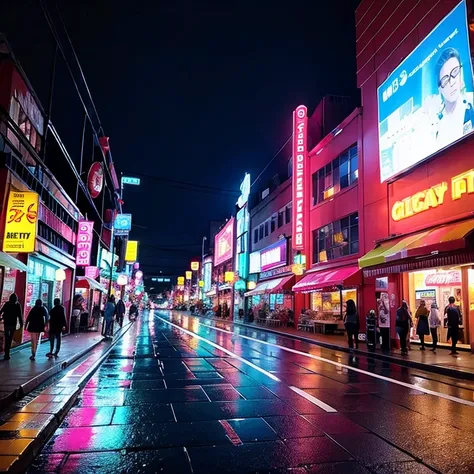 Neon Street at Night