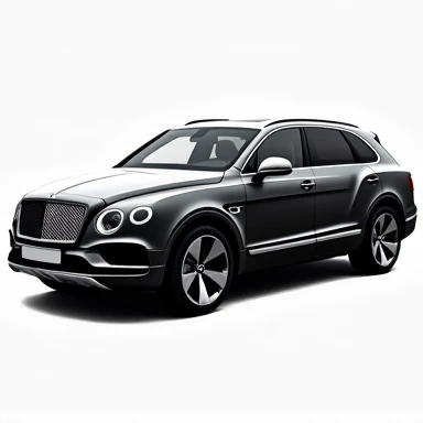 Generate an image of a Bentayga， requires the front of the car to the left ， to fully show the side of the car， but the background has no other superfluous information，Just a pure white background 