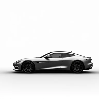 Generate an image of a European car， requires the front of the car to the left ， to fully show the side of the car， but the background has no other superfluous information，Just a pure white background 