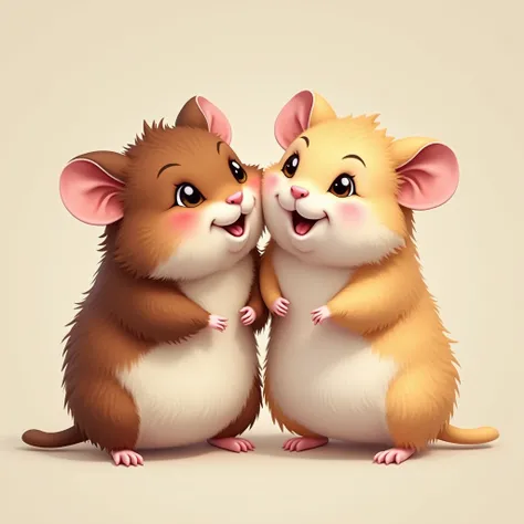  realistic  ,Brown hamsters and light brown hamsters,Good friends,Full body, High Quality , is cute
