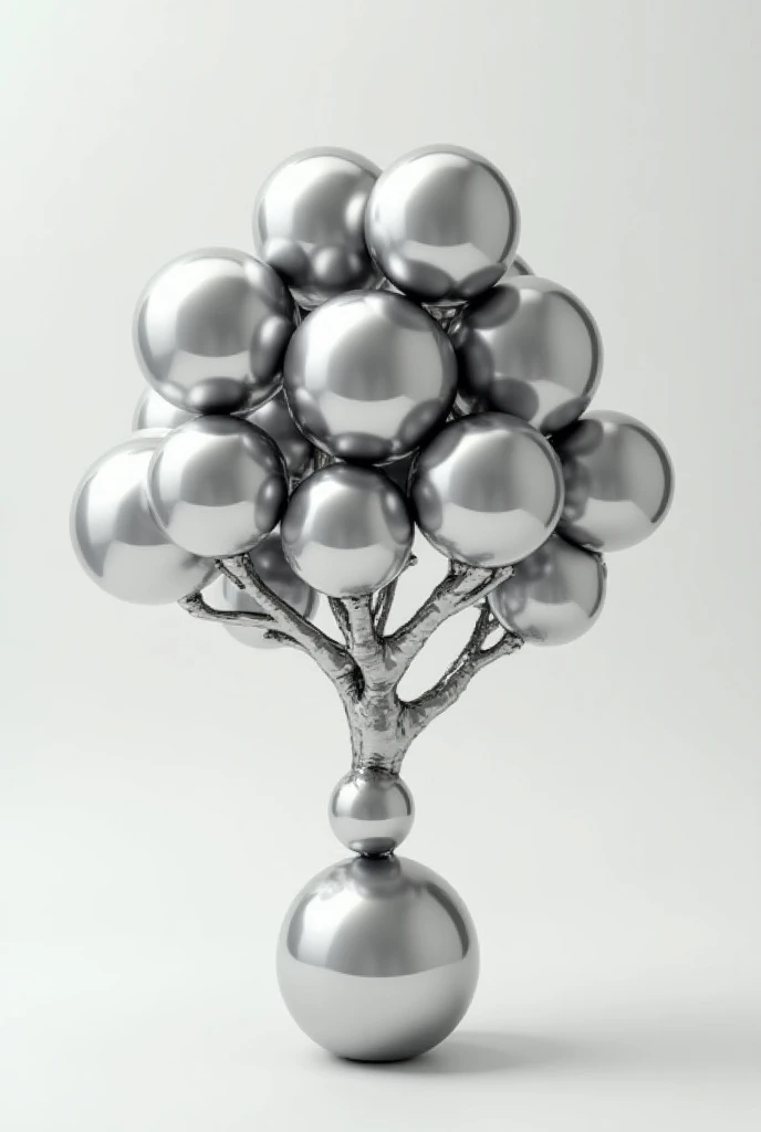 A tree made of round balls
silver color