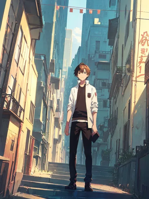 (Makoto Shinkai:1.2),(Makoto Shinkaiスタイル:1.1),(Best Quality, Hi-Res,4K,8K resolution,8k, Hi-Res,Ultra HD,Super detailed),( fine details:1.2),(Anime-like:1.4),Anime protagonist,Anime Boys,Anime Art,Fresh,(( bright and fresh boys:1.4)),( is cool:1.4,cute:1.1...