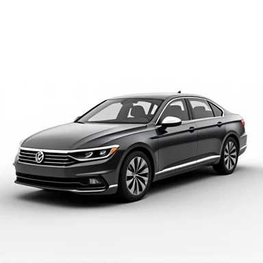 Generate an image of a Passat， requires the front of the car to the left ， to fully show the side of the car， but the background has no other superfluous information，Just a pure white background 