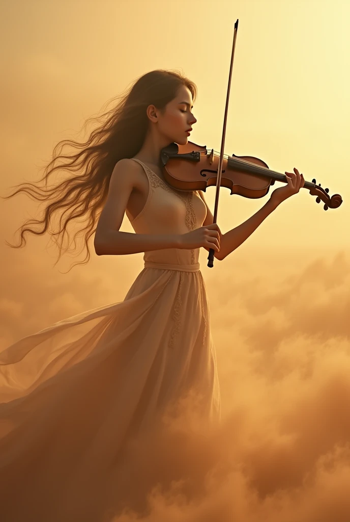 Sandstorm、Girl with a beautiful face playing the violin in the desert