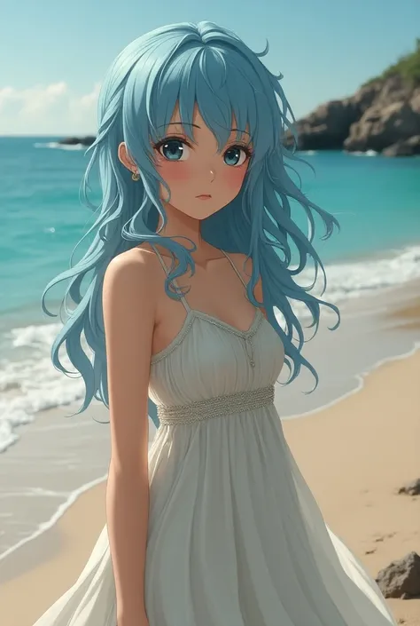 Light blue haired girl wearing a greek godess dress on a date with you rule 34 