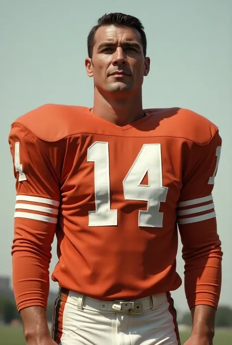 Realistic photo of Otto Graham wearing a long sleeve Cleveland Browns uniform with number 14