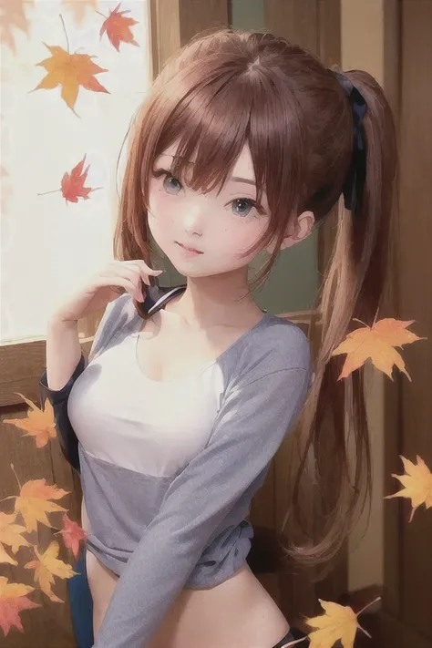 autumn leaves,  ponytails