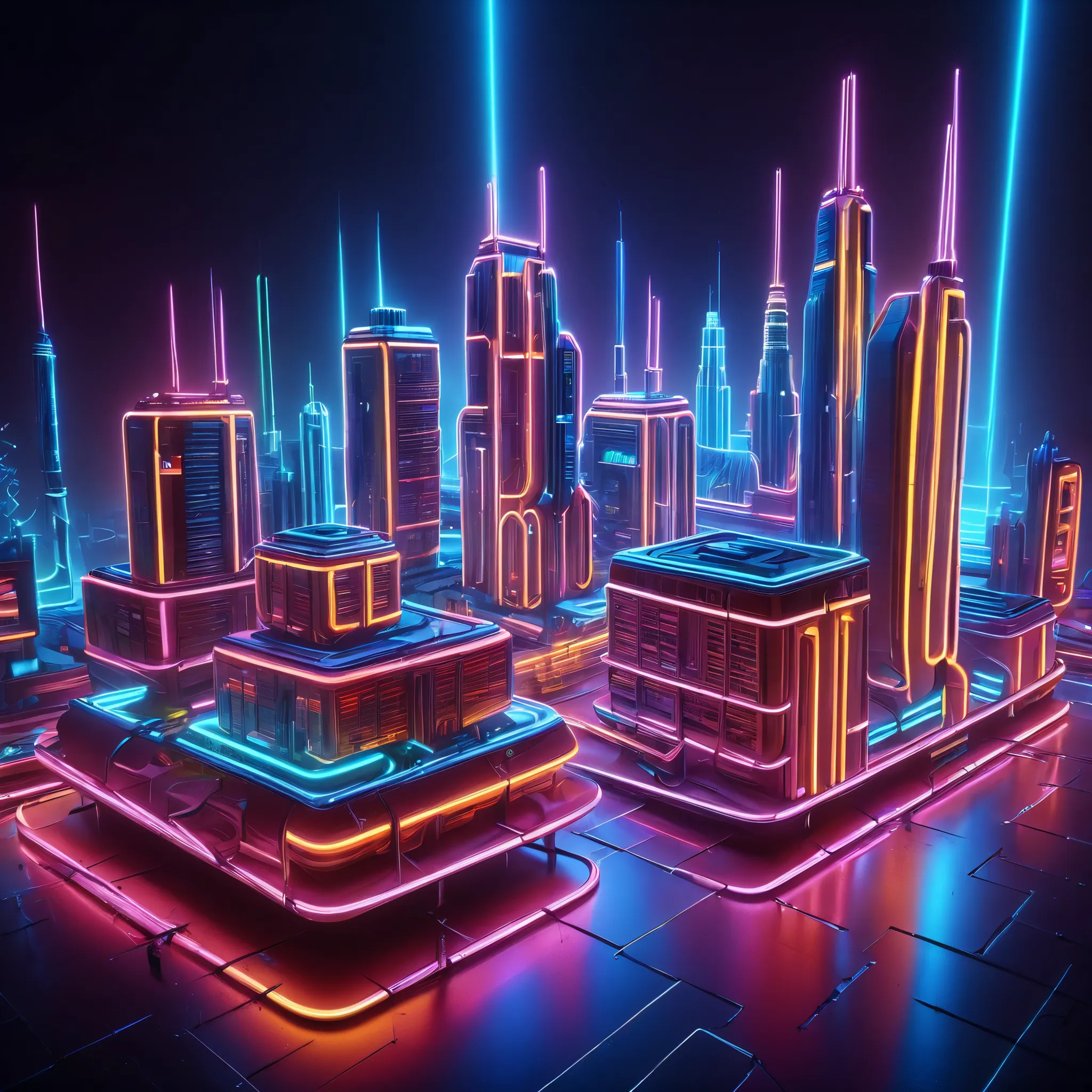 realistic detailed neon city diorama, hyper-detailed cyberpunk neon city model, intricate miniature neon cityscape, ultra-detailed sci-fi neon metropolis, hyper-realistic miniature neon night cityscape, extremely detailed 3D printed neon city diorama, masterpiece highly detailed neon megalopolis diorama, photorealistic miniature neon cyberpunk cityscape, best quality 8k hyper-realistic neon city diorama, cinematic neon cityscape miniature diorama