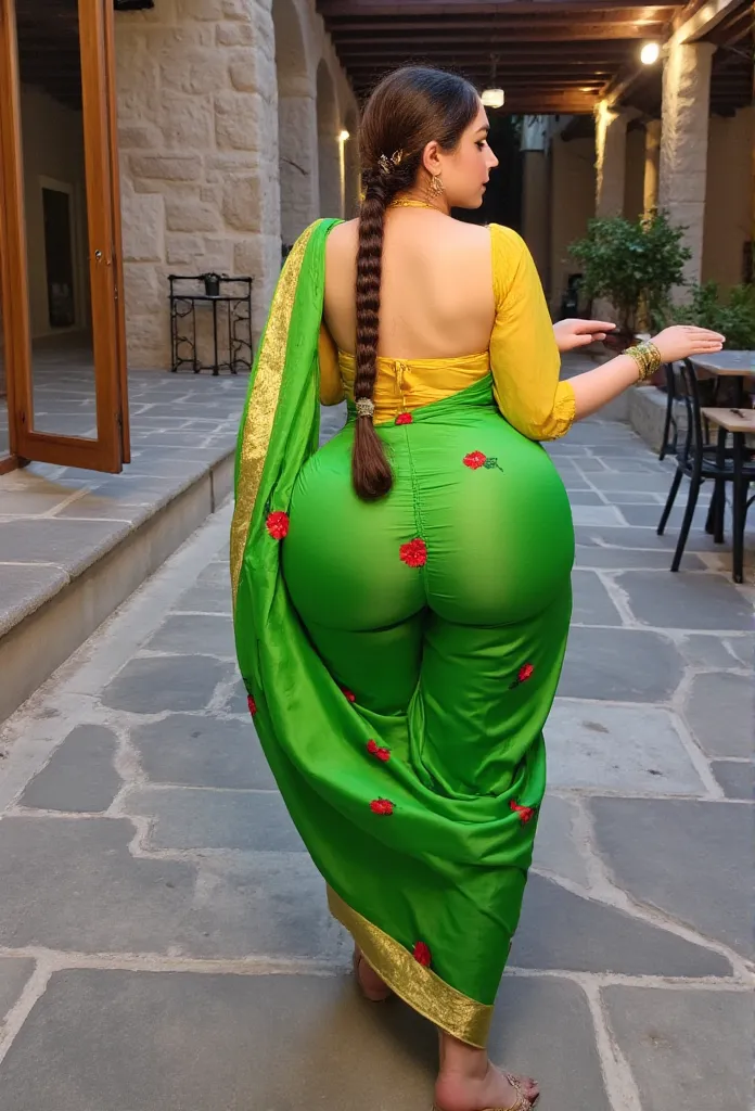 *tags**  
(score_9, score_8_up), pakistani muslim woman, back view, *lavani* saree, traditional attire, fair skin tone, voluptuo...