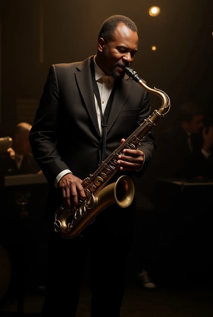 Singer Agnaldo Timóteo with saxophone 
