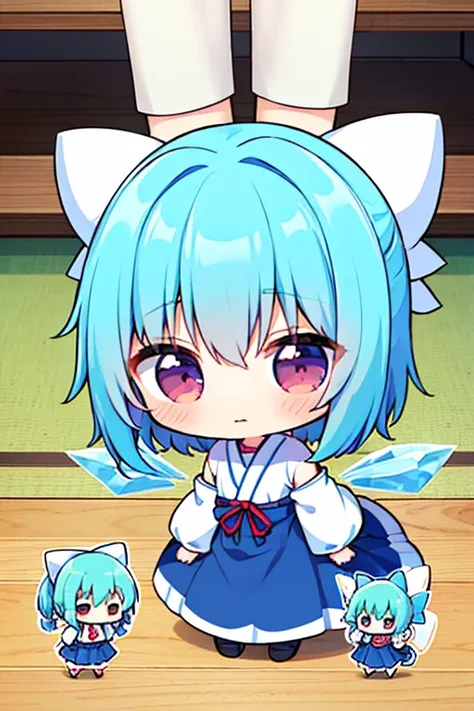 cirno, (((yukkuri))), (((chibi))), (((head only))) (yukkuri shiteitte ne:1.4), yukkuri