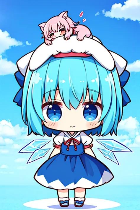 cirno, (((yukkuri))), (((chibi))), (((head only))) (yukkuri shiteitte ne:1.4), yukkuri