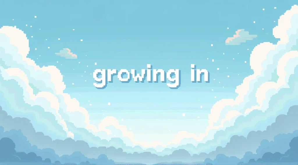 pixel of sky around pixel word "Growing in Faith"
