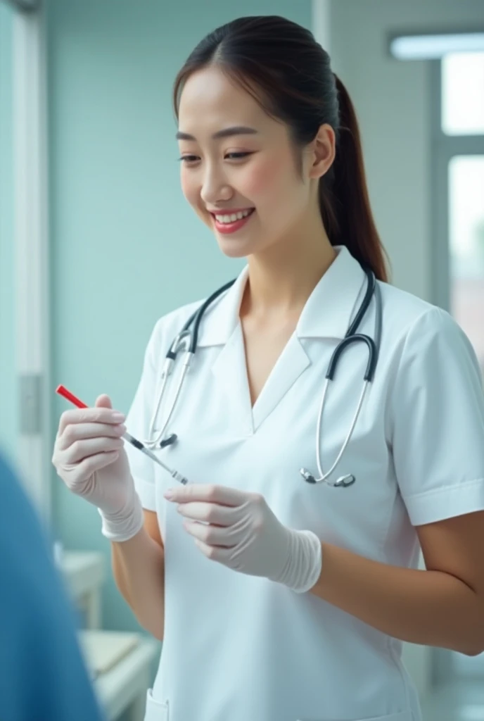 Nurse holding a syringe