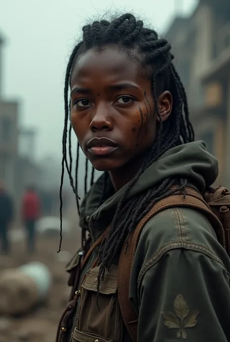 High quality. Beautiful dark-skinned face. Post-apocalypse Survival