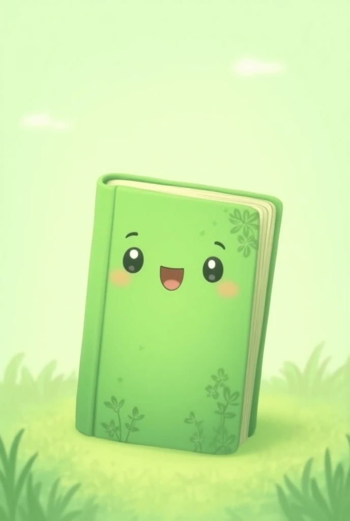 A cartoon style closed light green book
