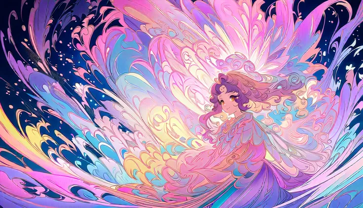 Alice laughs in Yumenokuni ,  beautiful art illustration , Makoto Shinkai Cyril Rolando, Beautiful anime artwork, Official Artwork,  anime fantasy illustration , Beautiful anime art,  Pixiv Digital Art,  dreamy psychedelic anime,  dreamy illustration , Mag...