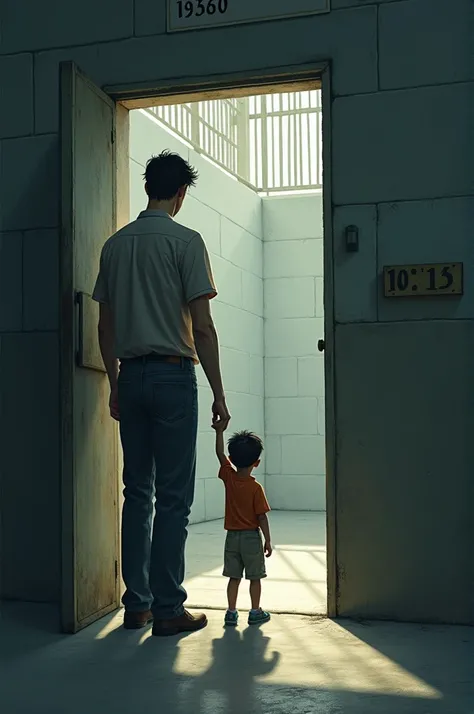 A boy visiting his father in prison 