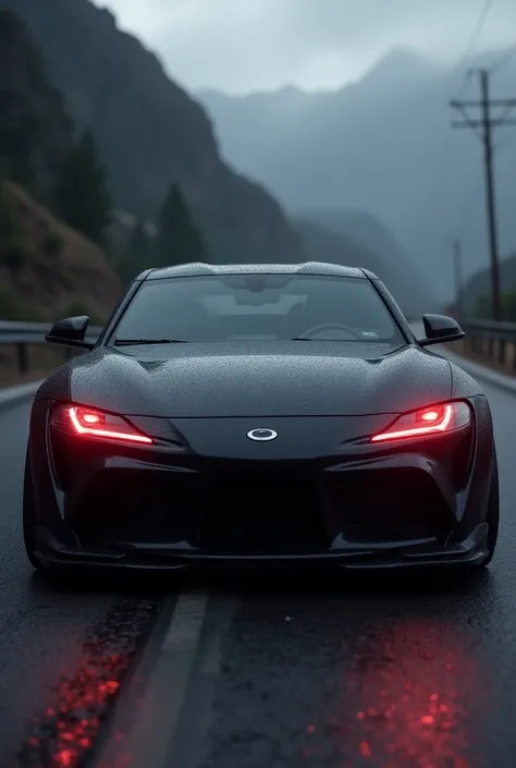 An angrier-looking car with red headlights