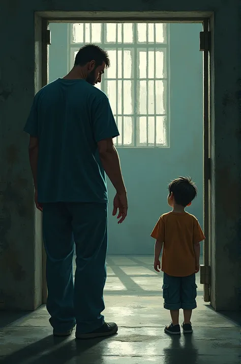 A boy visiting his father in prison 