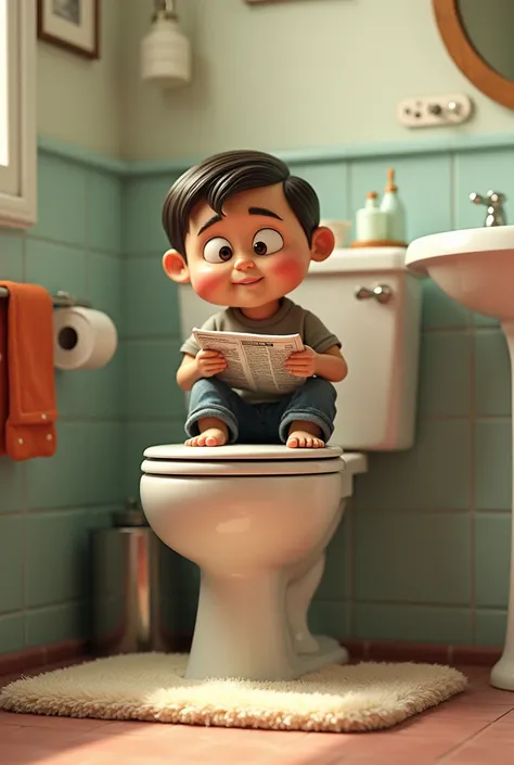 A little man sitting on the wc