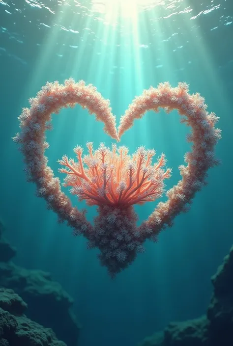 A heart of water around a sweet coral in the heart the heart is made of water more selection more pictures the heart stays that way but the coral must look sweet 